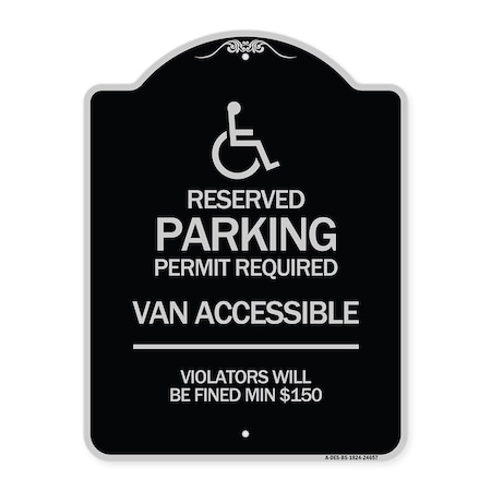 Signmission Connecticut Reserved Parking Permit Required Van Accessible Violators Will Be Fined M, BS-1824-24657 A-DES-BS-1824-24657
